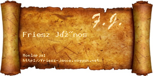 Friesz János névjegykártya