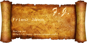 Friesz János névjegykártya